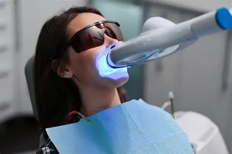 Woman having her teeth whitening with the Zoom! In-Office Whitening System